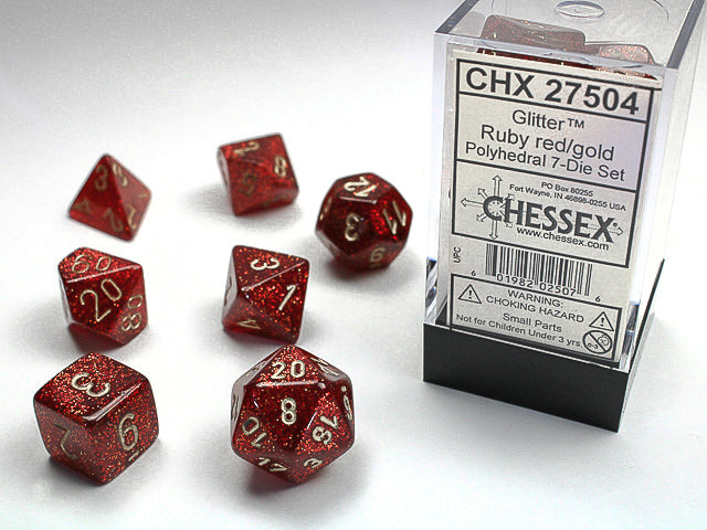 Chessex Dm9 Glitter Poly Ruby/Gold (7)