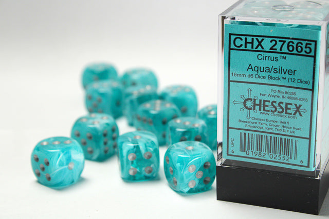 Chessex Dm5 Cirrus 16mm D6 Aqua/Silver (12)