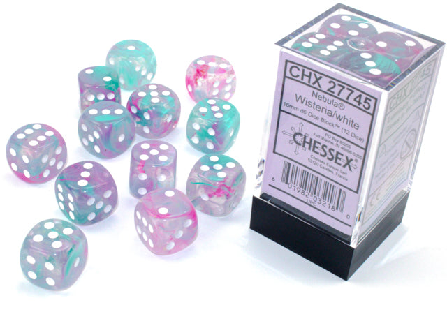 Nebula 16mm D6 Wisteria White Luminary Dice Block (12 Dice)