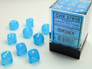 Chessex Frosted: 12mm Caribbean Blue /White Dice Block (36)