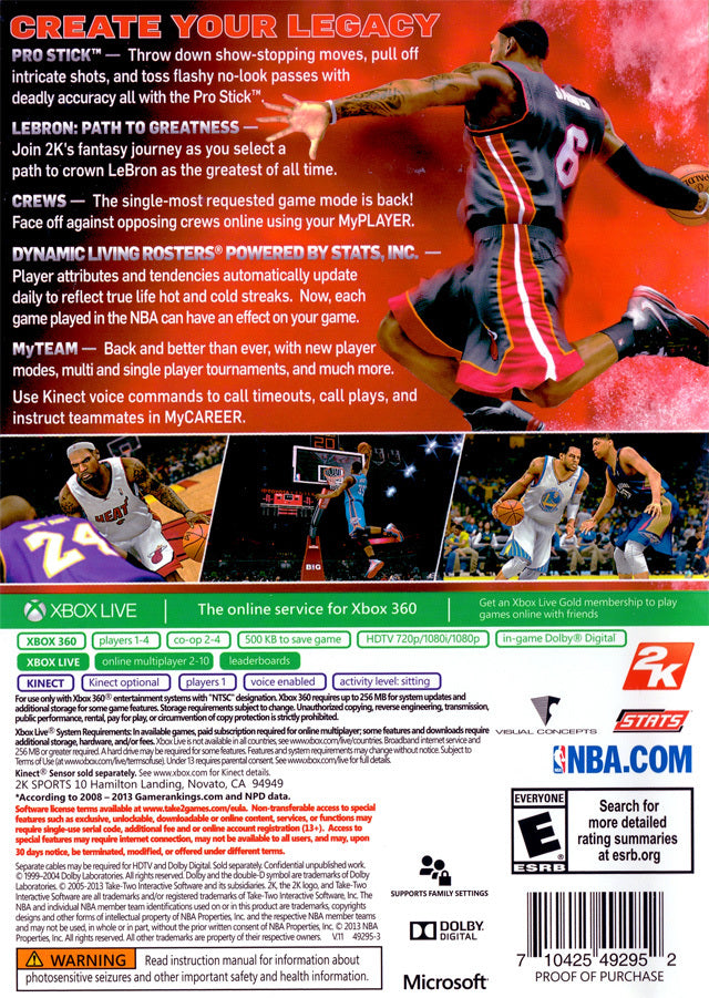NBA 2K14 Back Cover - Xbox 360 Pre-Played