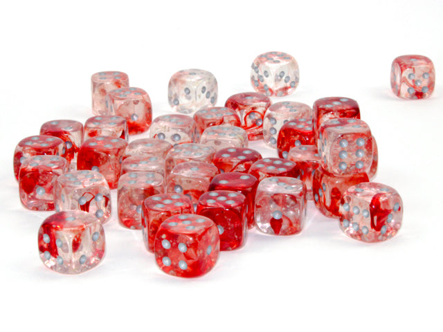 Nebula 12mm D6 Red Silver Luminary Dice Block (36 Dice)