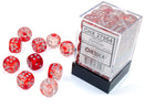 Nebula 12mm D6 Red Silver Luminary Dice Block (36 Dice)