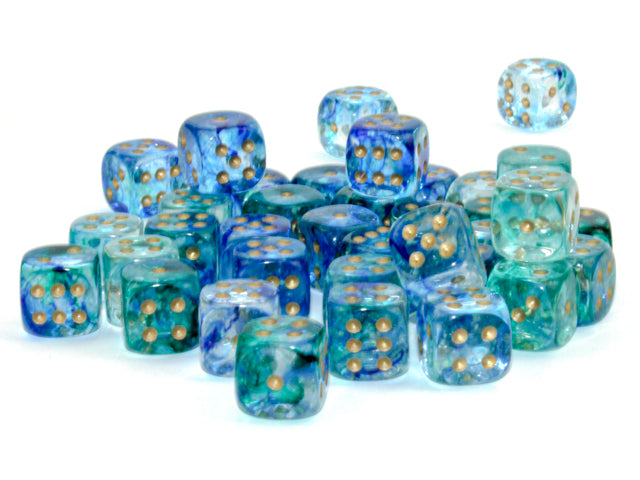 Nebula 12mm D6 Oceanic Gold Luminary Dice Block (36 Dice)