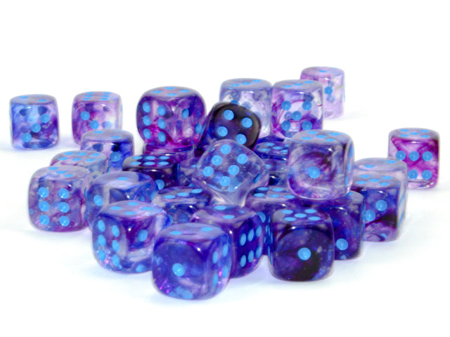 Nebula 12mm D6 Nocturnal Blue Luminary Dice Block (36 Dice)