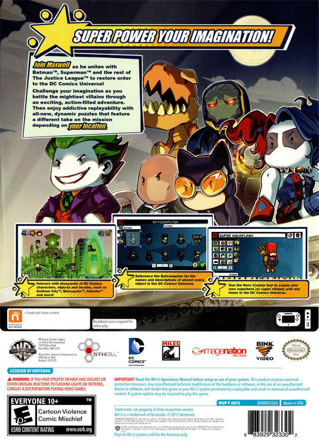 Scribblenauts Unmasked - A DC Comics Adventure Back Cover - Nintendo WiiU Pre-Played