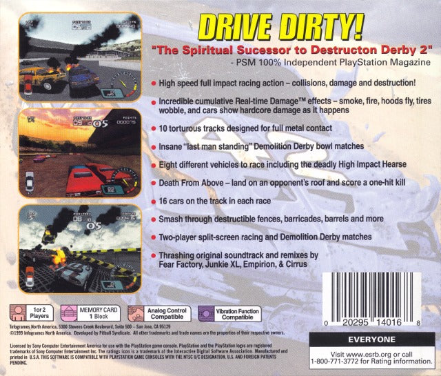 Demolition Racer Back Cover - Playstation 1 Pre-Played