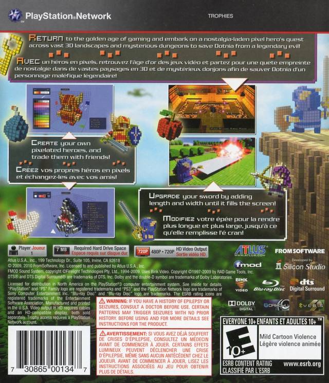3D Dot Game Heroes PS3 Back Cover 