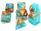 Chessex Lab Dice 3 Gemini Poly Luminary Copper/Turquoise/White (7)