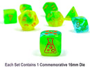 Chessex Gemini Luminary Polyhedral 7-Die Set - Plasma Green-Teal/Orange