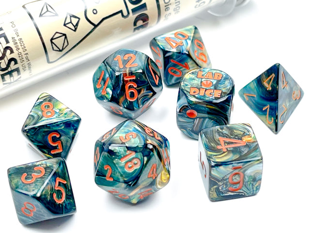 Chessex Lustrous Polyhedral 7-Die Set - Alpestris/Orange