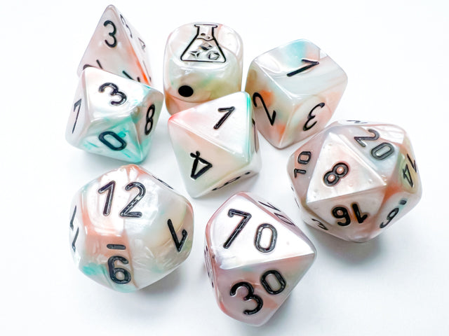 Chessex Lustrous Polyhedral 7-Die Set - Luminary Sea Shell/Black