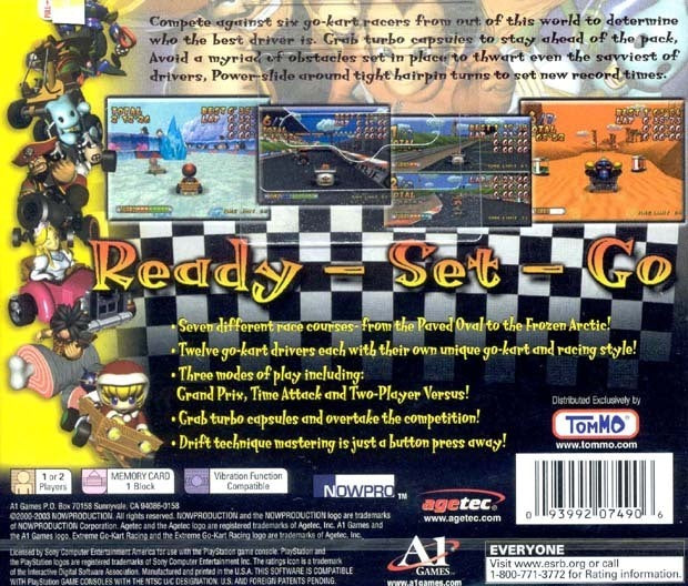 Extreme Go-Kart Racing Back Cover - Playstation 1 Pre-Played