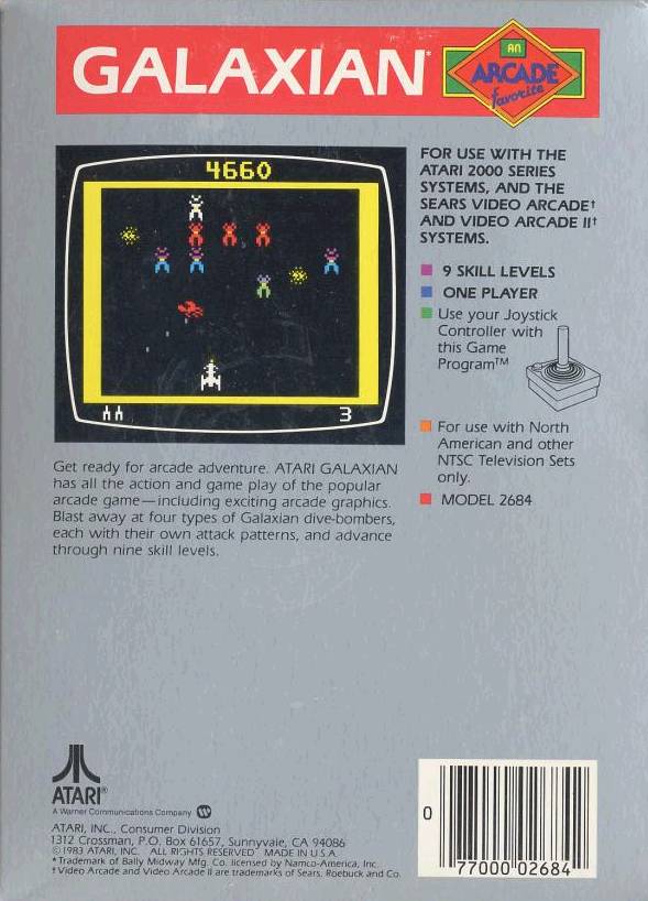 Galaxian Back Cover - Atari Pre-Played