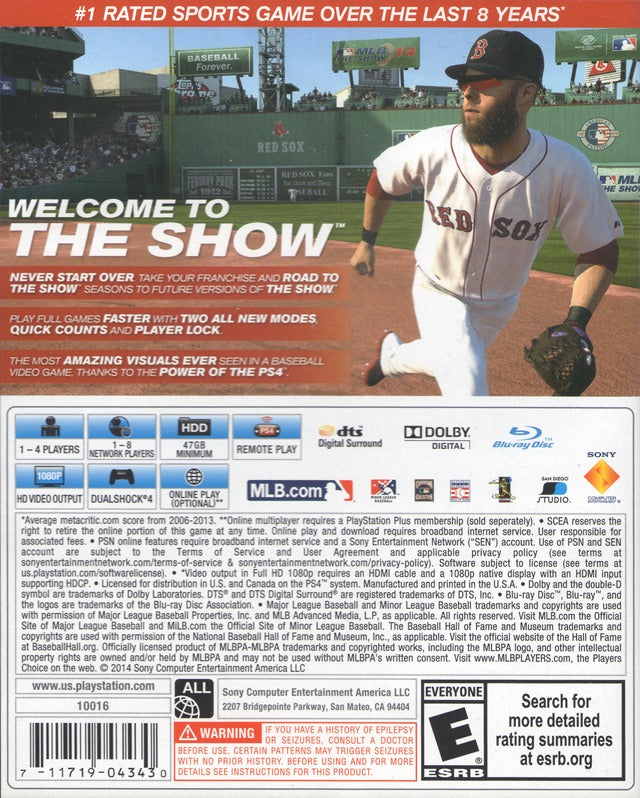 MLB The Show 14 Back Cover - Playstation 4 Pre-Played 