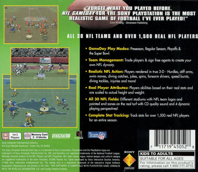 NFL Gameday - Playstation 1 Pre-Played