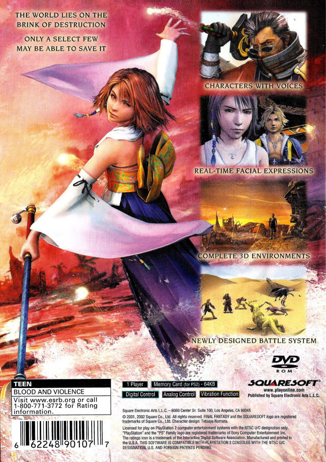 Final Fantasy X Back Cover - Playstation 2 Pre-Played