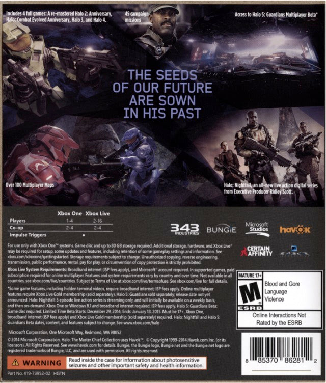 Halo Master Chief Collection Back Cover - Xbox One Pre-Played