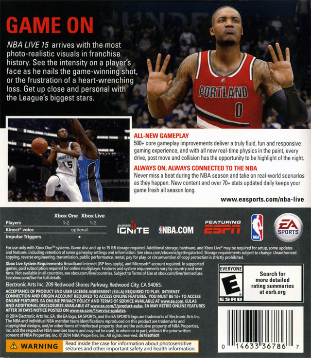 NBA Live 15 Back Cover - Xbox One Pre-Played