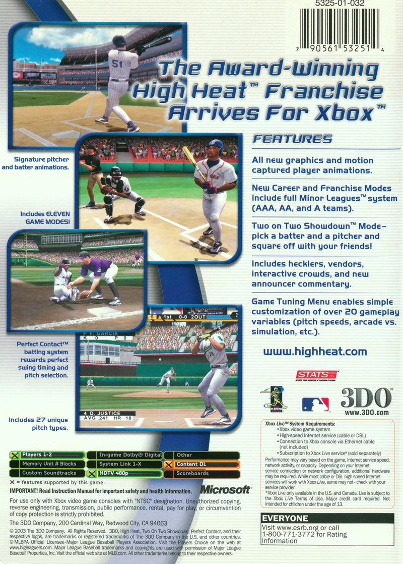 High Heat Major League Baseball 2004 - Xbox Pre-Played