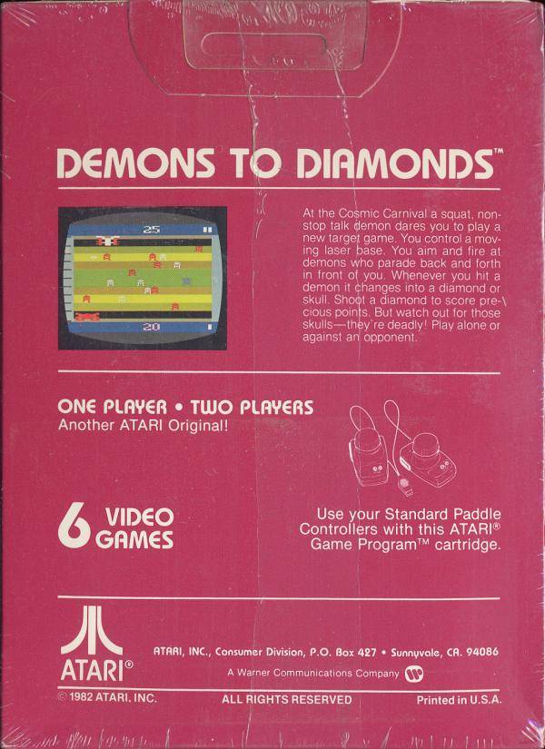 Demons To Diamonds Back Cover - Atari Pre-Played