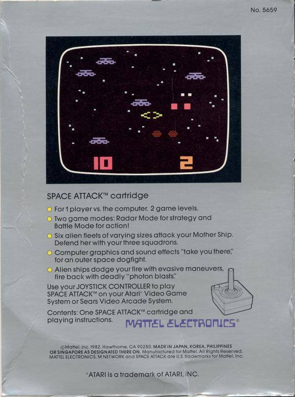 Space Attack Back Cover - Atari Pre-Played