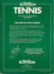 Tennis Back Cover - Atari Pre-Played