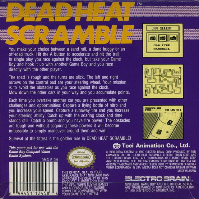 Dead Heat Scramble Back Cover - Nintendo Gameboy Pre-Played