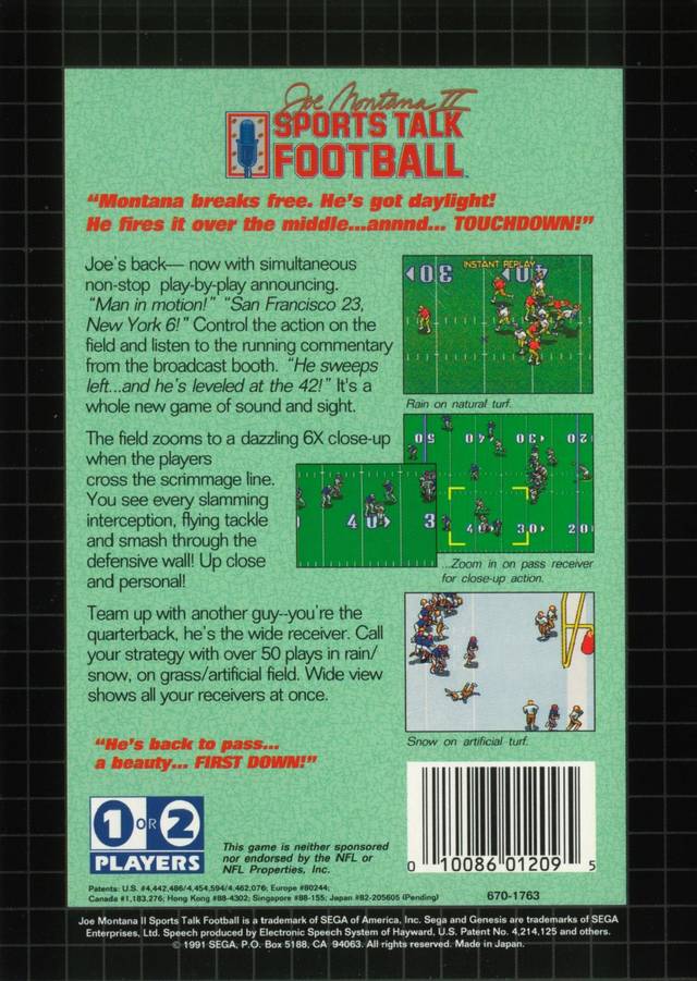 Joe Montana II Sports Talk Football - Sega Genesis Pre-Played