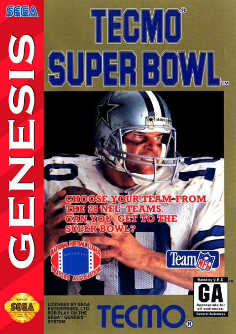 Tecmo Super Bowl Front Cover - Sega Genesis Pre-Played