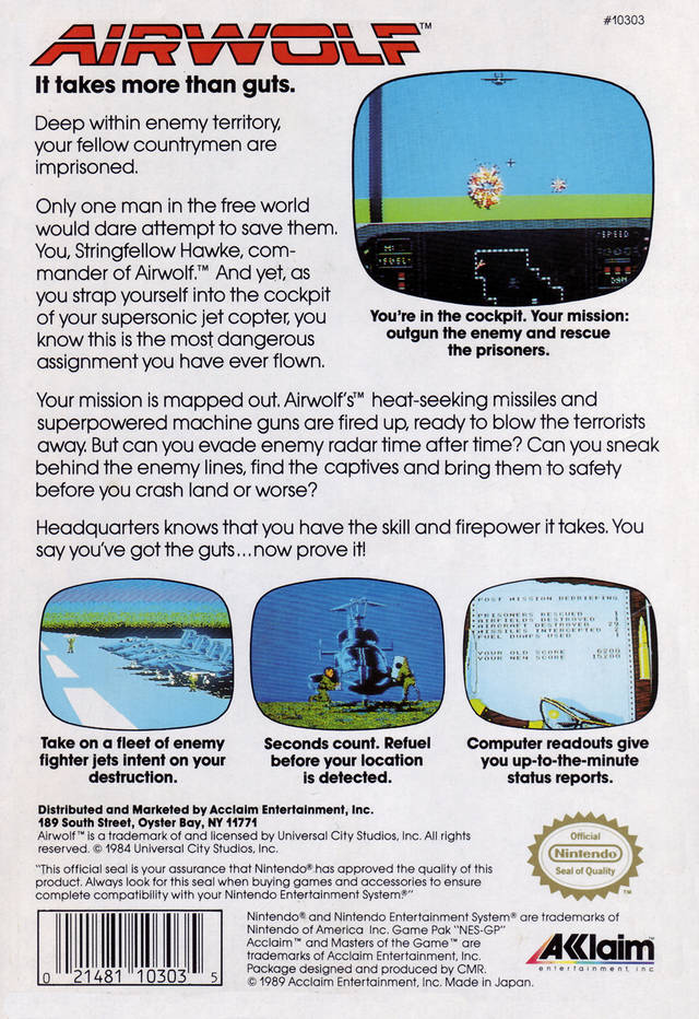 Airwolf - Nintendo Entertainment System, NES Pre-Played