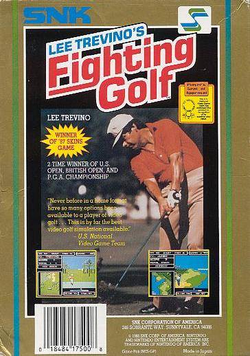Lee Trevino's Fighting Golf Back Cover - Nintendo Entertainment System, NES Pre-Played