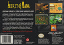 Secret of Mana Back Cover - Super Nintendo, SNES Pre-Played