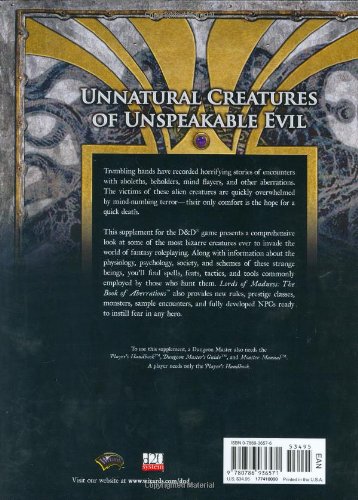 Lords of Madness The Book of Aberrations Back Cover - Dungeons & Dragons 3.5 Edition Pre-Played
