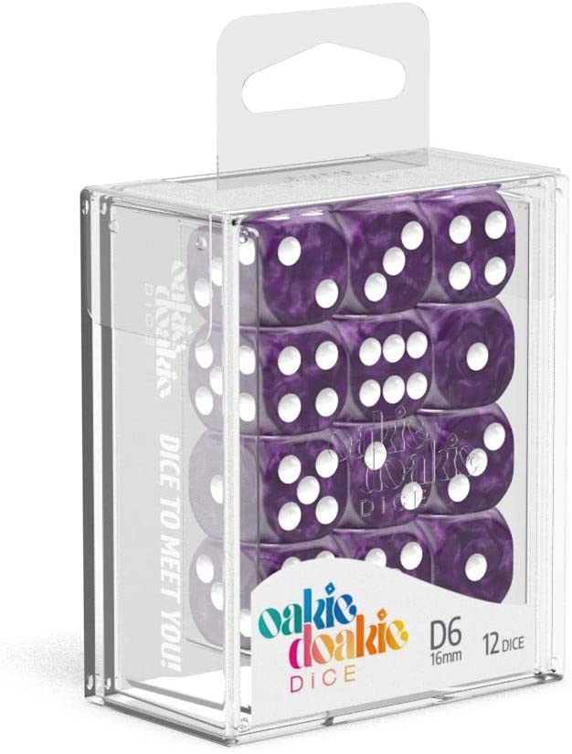 Marble Purple D6 12mm (36) - Oakie Doakie Dice
