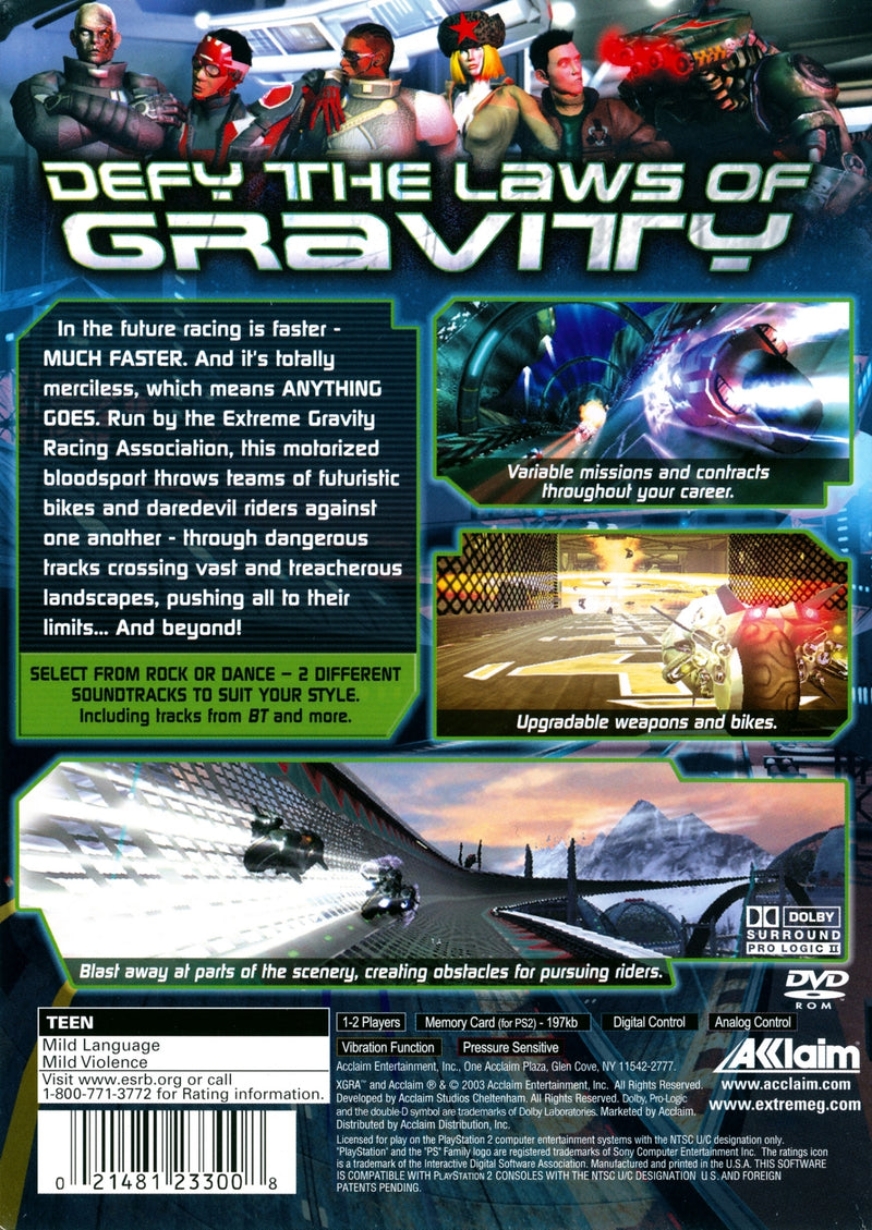 Extreme G Racing Association Back Cover - Playstation 2 Pre-Played