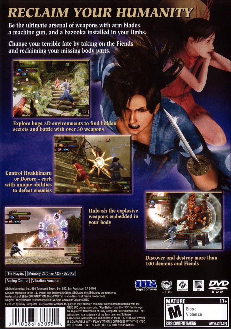 Blood Will Tell Back Cover - Playstation 2 Pre-Played