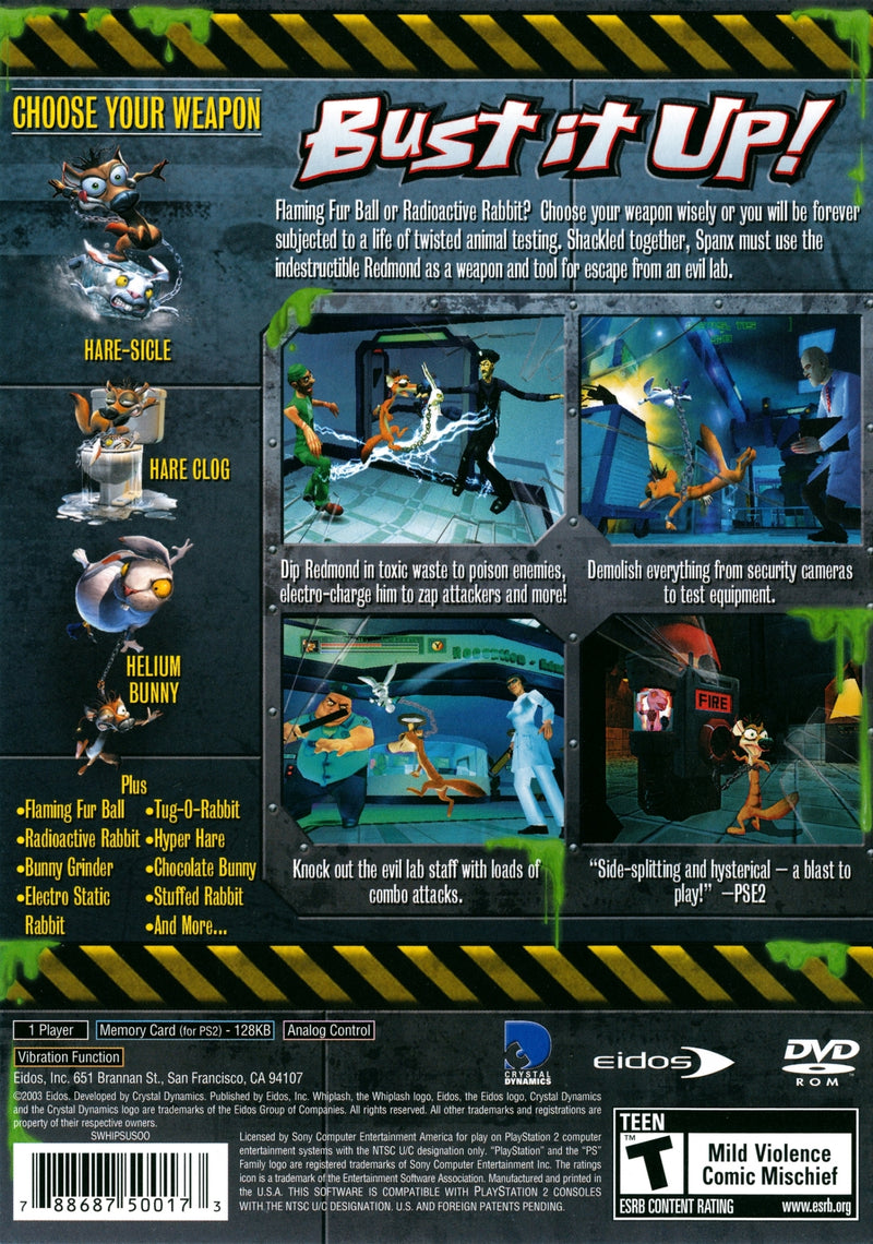 Whiplash Back Cover - Playstation 2 Pre-Played