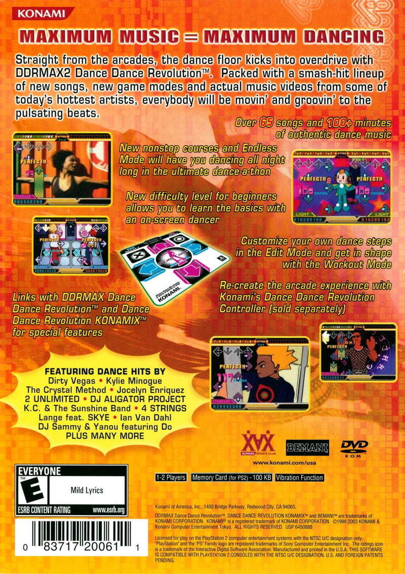 DDRMAX Dance Dance Revolution 2 Back Cover - Playstation 2 Pre-Played