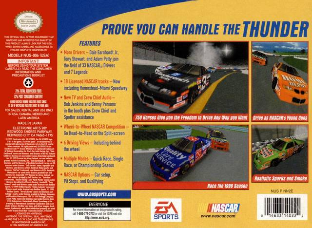 Nascar 2000 Back Cover - Nintendo 64 Pre-Played