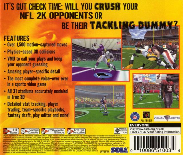 NFL 2K - Sega Dreamcast Pre-Played