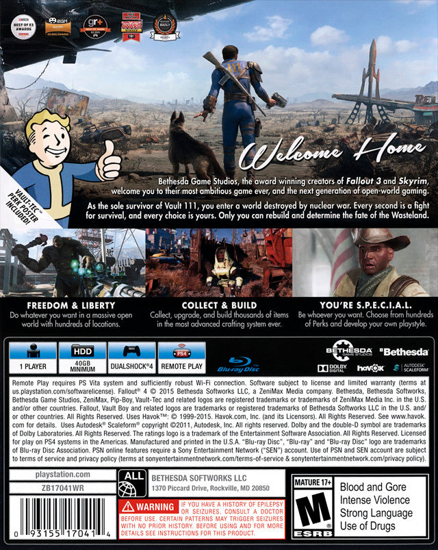 Fallout 4 Back Cover - Playstation 4 Pre-Played