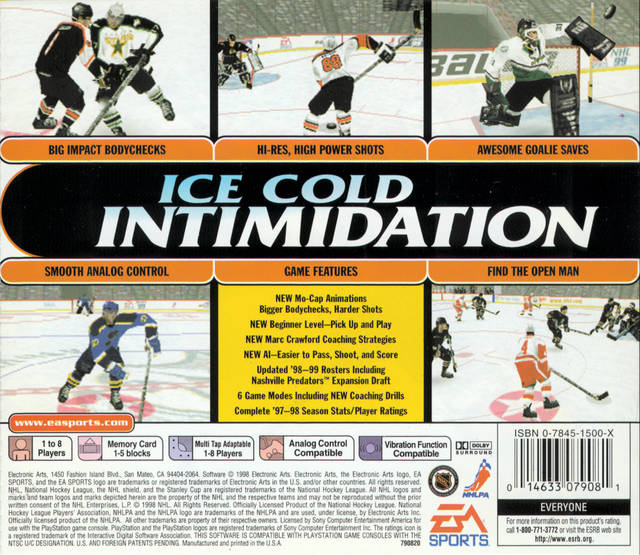 NHL 99 Back Cover - Playstation 1 Pre-Played