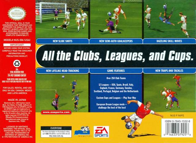 FIFA 99 Back Cover - Nintendo 64 Pre-Played