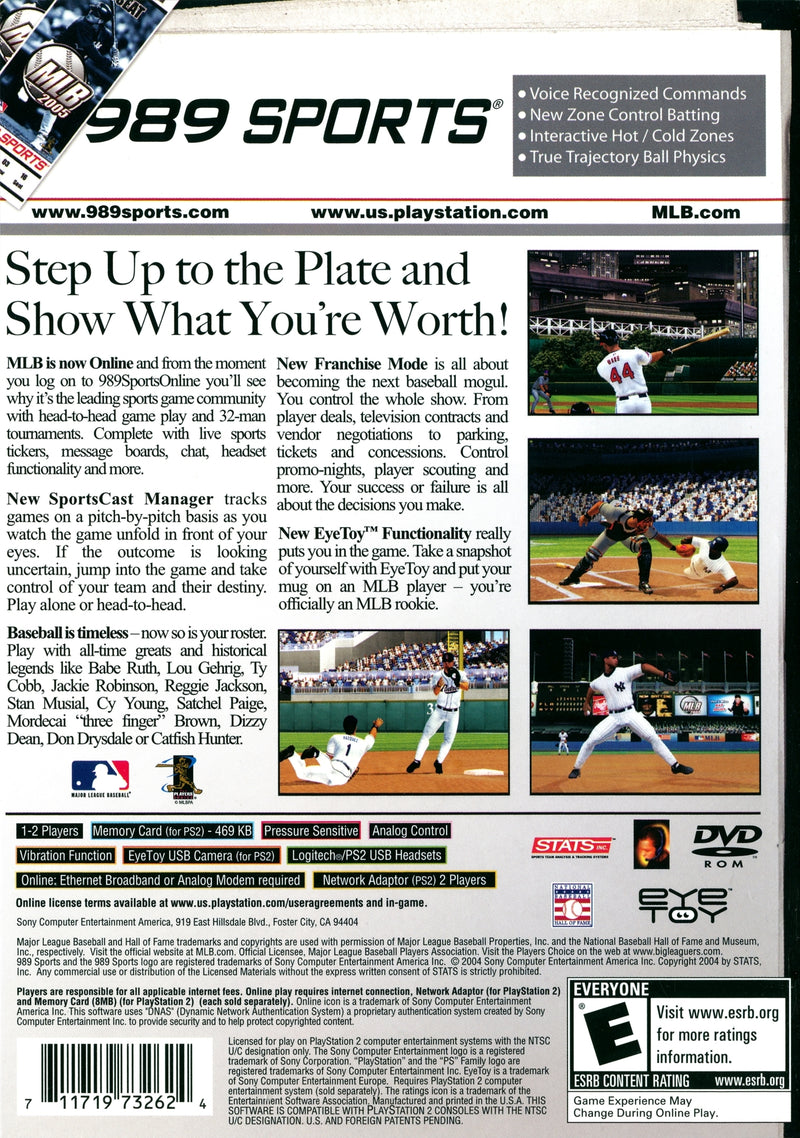 MLB 2005 Back Cover - Playstation 2 Pre-Played