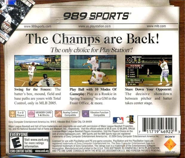 MLB 2005 Back Cover - Playstation 1 Pre-Played