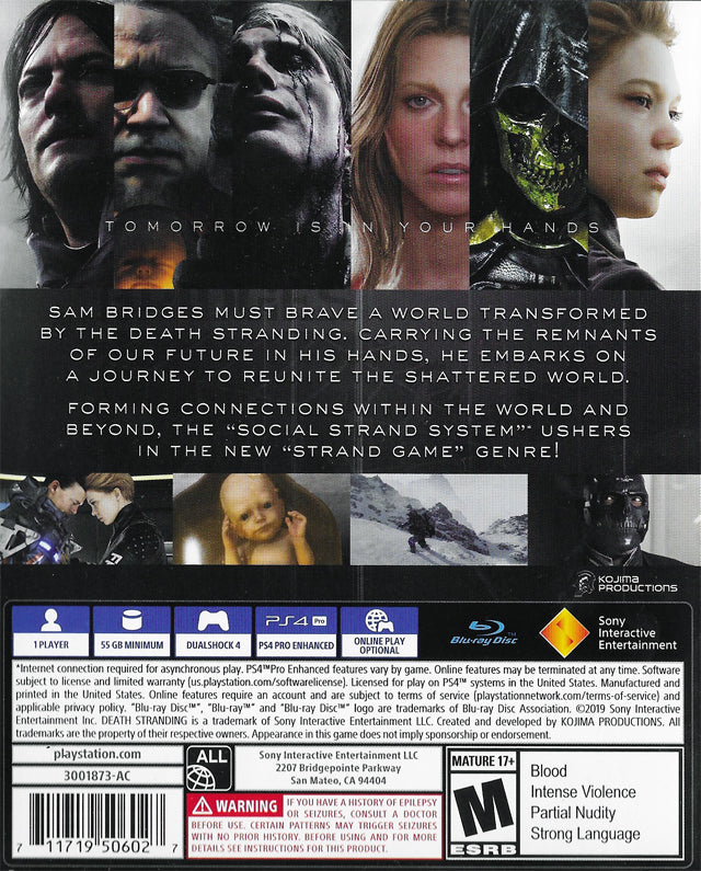 Death Stranding Back Cover - Playstation 4 Pre-Played