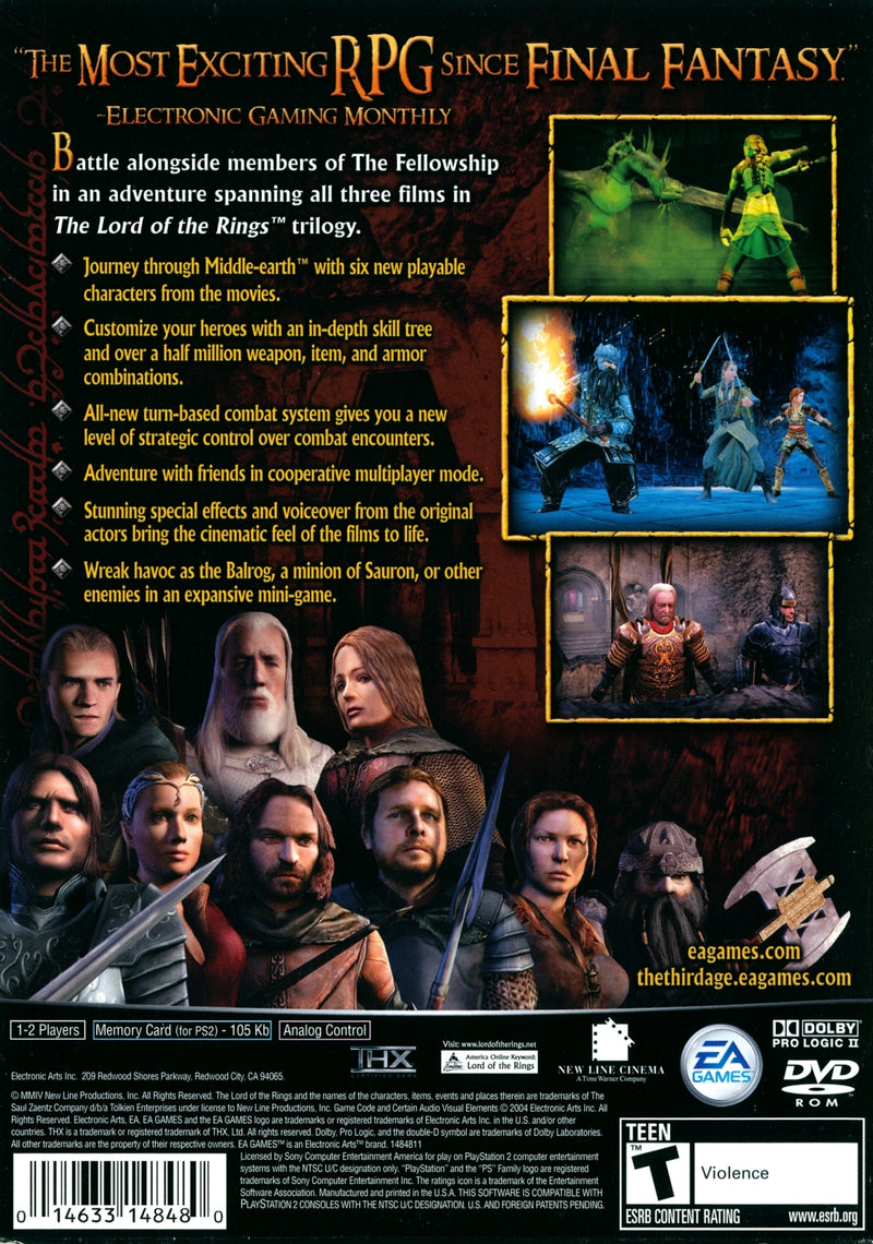 The Lord of the Rings The Third Age Back Cover - Playstation 2 Pre-Played