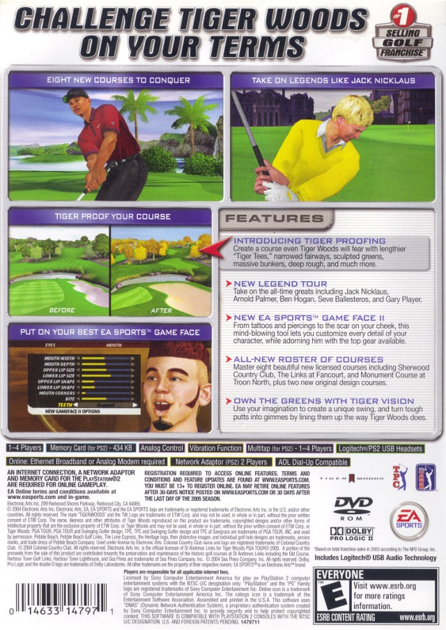 Tiger Woods PGA Tour 2005 Back Cover - Playstation 2 Pre-Played