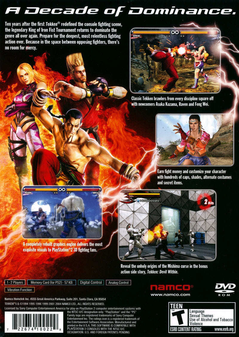 Tekken 5 Back Cover - Playstation 2 Pre-Played